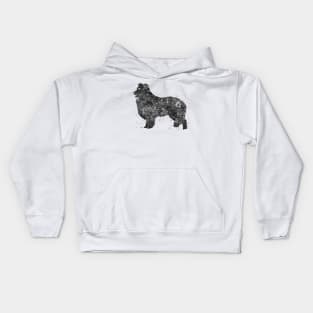 border collie dog black and white Kids Hoodie